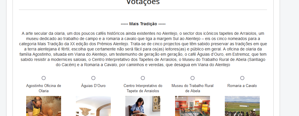 Prémios Mais Alentejo – Votações